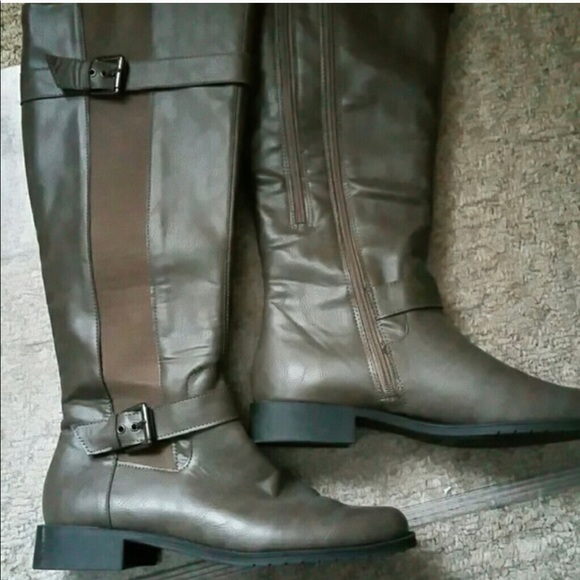 Shoes - Aerosoles Taupe ZIP extend boots ;wide calf